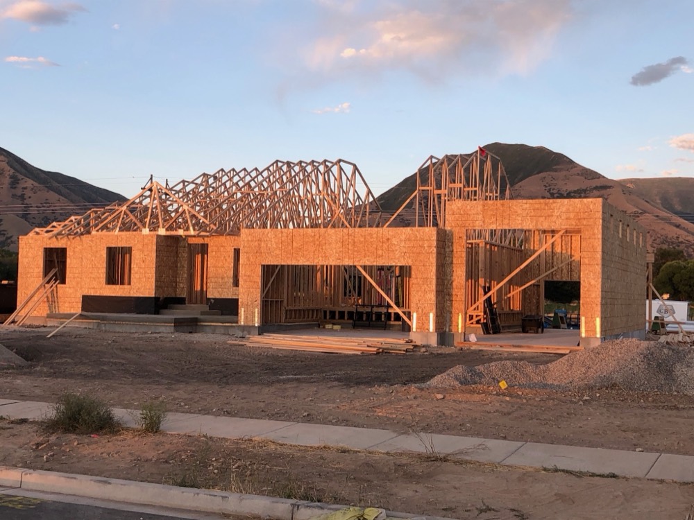 Wood framing of a custom home under construction in Park City, Utah
